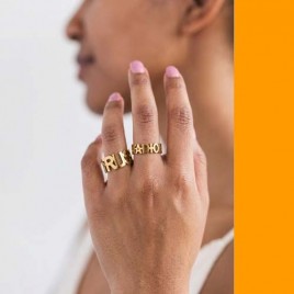 디올 로고 골드 반지 커플 세트