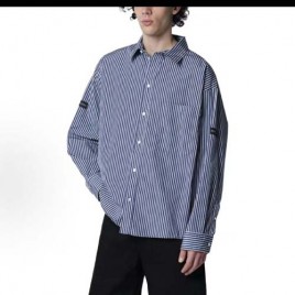 26ss 발렌시아가 로고패치 스트라이프 블루 셔츠 0312