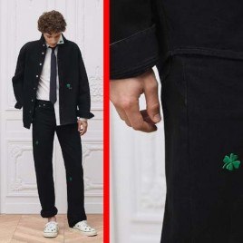 26ss 디올 클로버 자수 블랙 데님진 0319