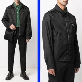 프라다 리나일론 집업 개버딘 블루종 블랙 0323