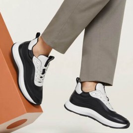 에르메스 레더 스니커즈 테크니컬 캔버스 카프스킨 & 누아 블랑