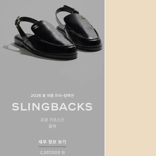 26ss 샤넬 SLINGBACKS 카프스킨 레더 슬링백 로퍼 6종 0514