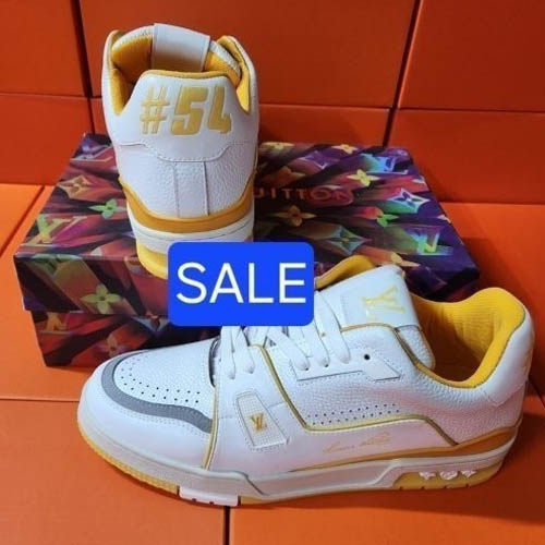 Louis Vuitton LV Trainer White Yellow Script